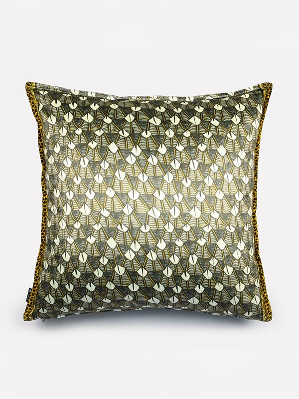 Feather Silver Ripple Velvet Cushion Cover