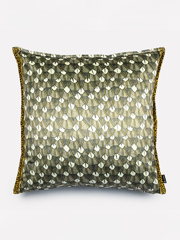 Feather Silver Ripple Velvet Cushion Cover