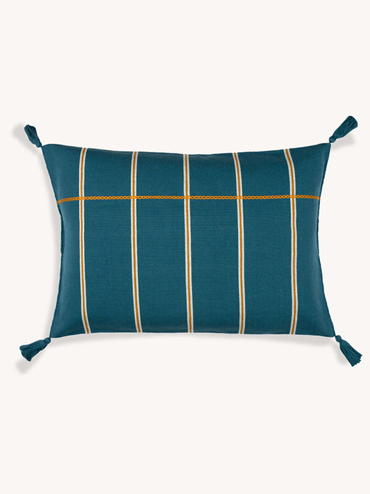 Rayas Stripe Zinacantan Handwoven Cushion - Teal