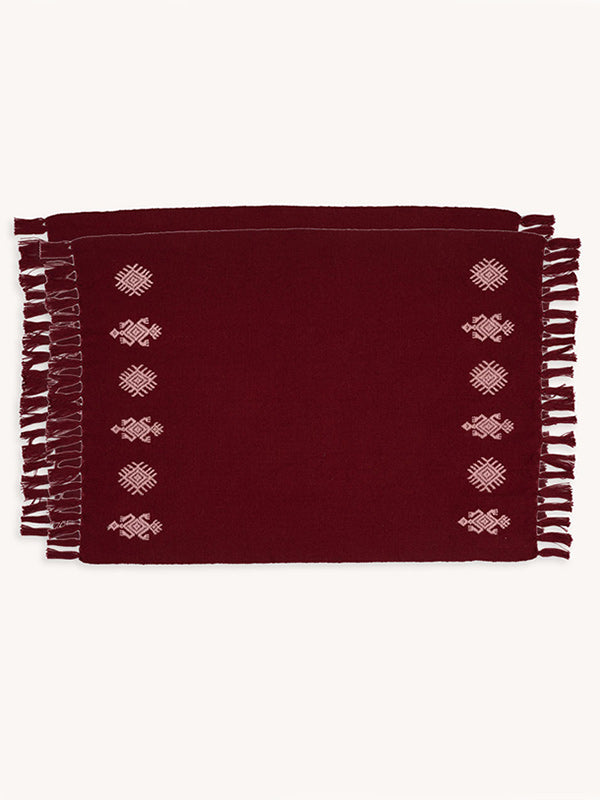 Tikal Handwoven Placemats (Set of 2) - Burgundy