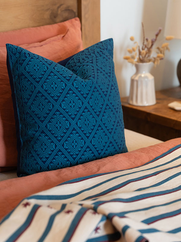 Zuma Handwoven Brocade Cushion Cover - Teal