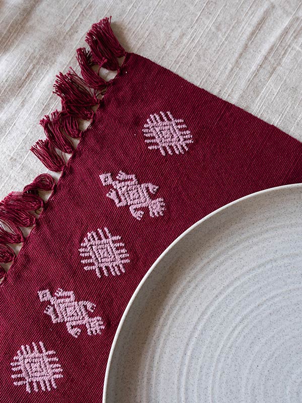 Tikal Handwoven Placemats (Set of 2) - Burgundy