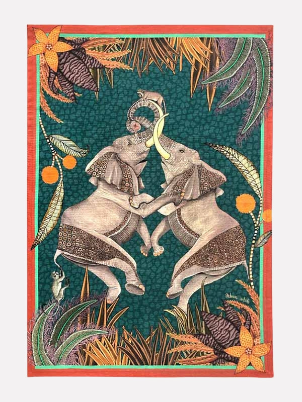 Dancing Elephant Delta Green Tea Towel