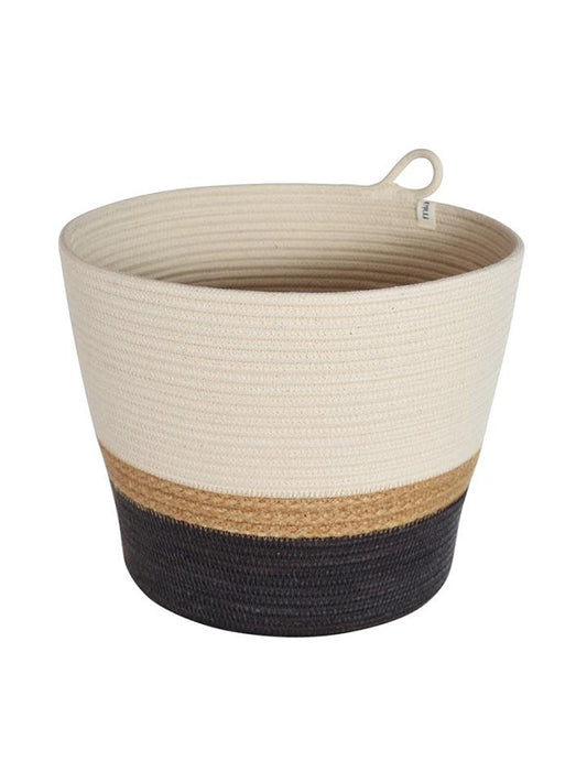 Jute & Charcoal Woven Planter Basket
