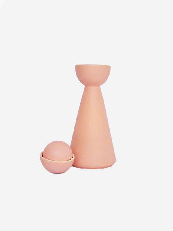 Pink Half Moon Carafe with 2 Cups