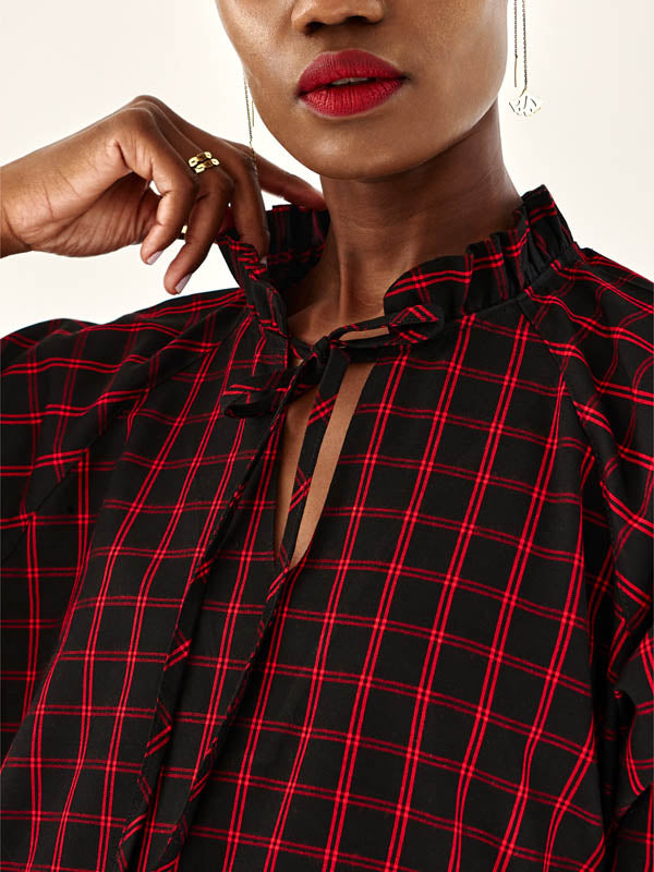 Checked Black & Red Babydoll Dress