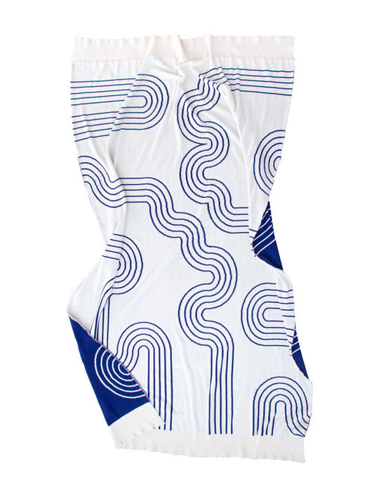 Move & Groove Blue & White Blanket / Throw