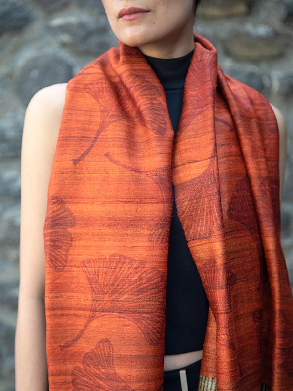 Gingko Leaf Peace Silk Scarf