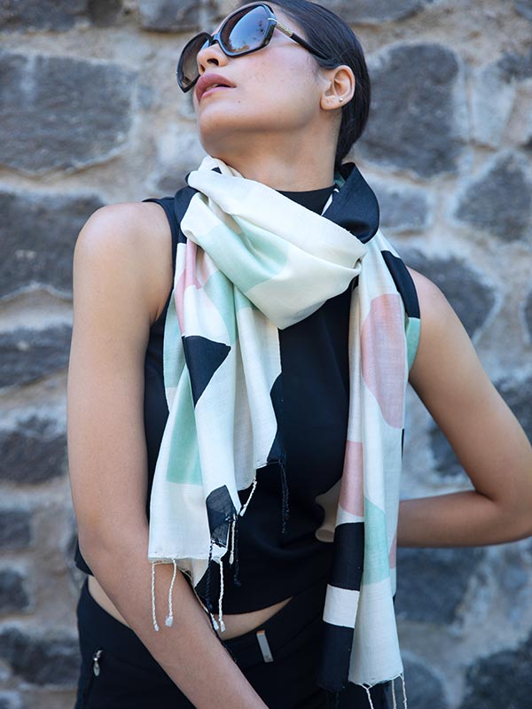 Salmon Maze Peace Silk Scarf