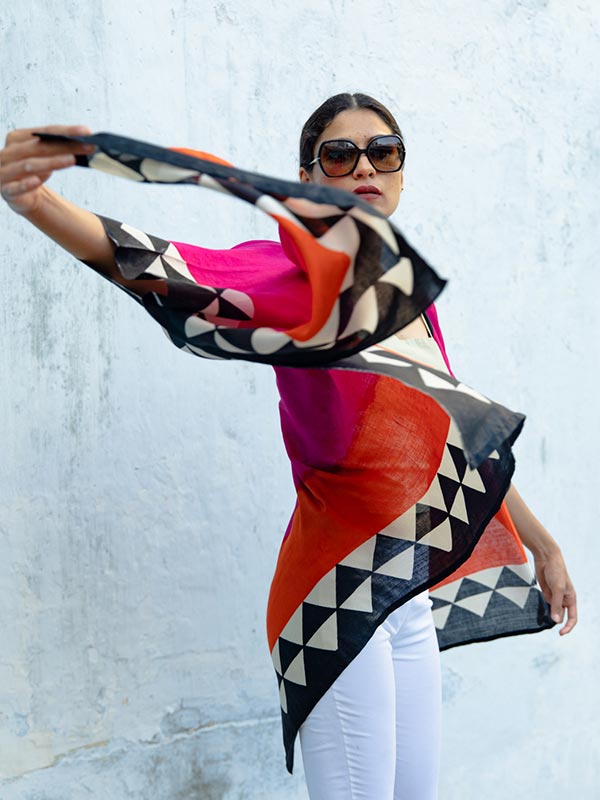 Pyramid Silk Short Kimono