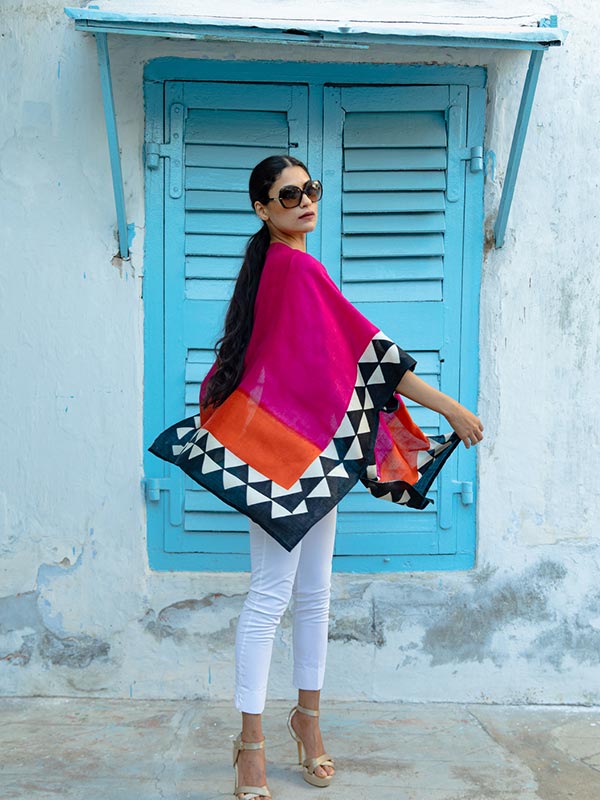 Pyramid Silk Short Kimono