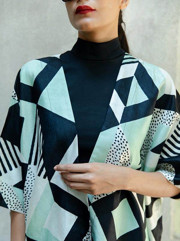 Quad Silk Short Kimono