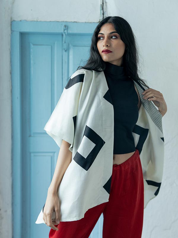 Rhombus Silk Short Kimono