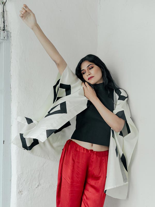Rhombus Silk Short Kimono