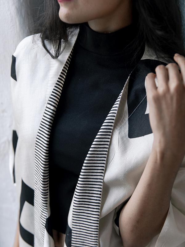 Rhombus Silk Short Kimono