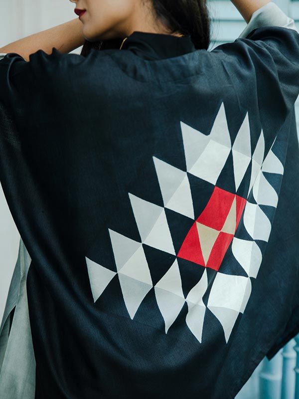 Tangram Silk Short Kimono