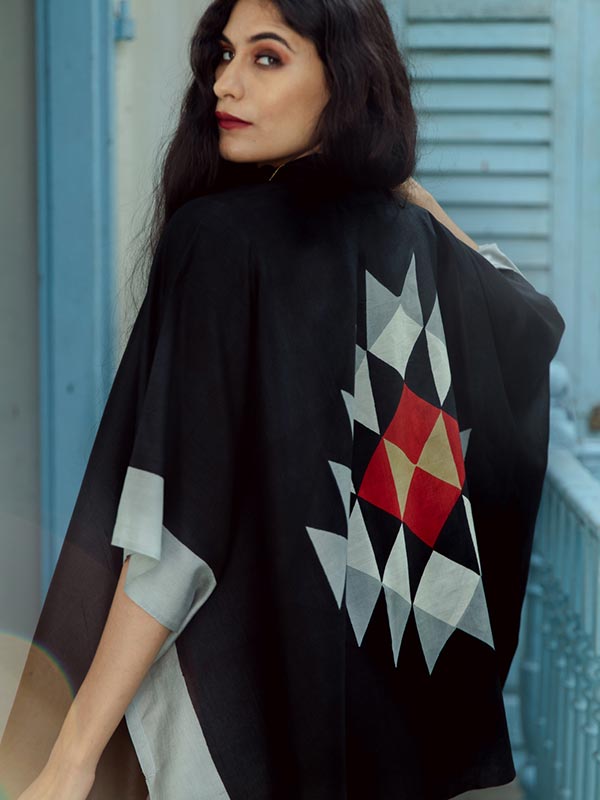 Tangram Silk Short Kimono