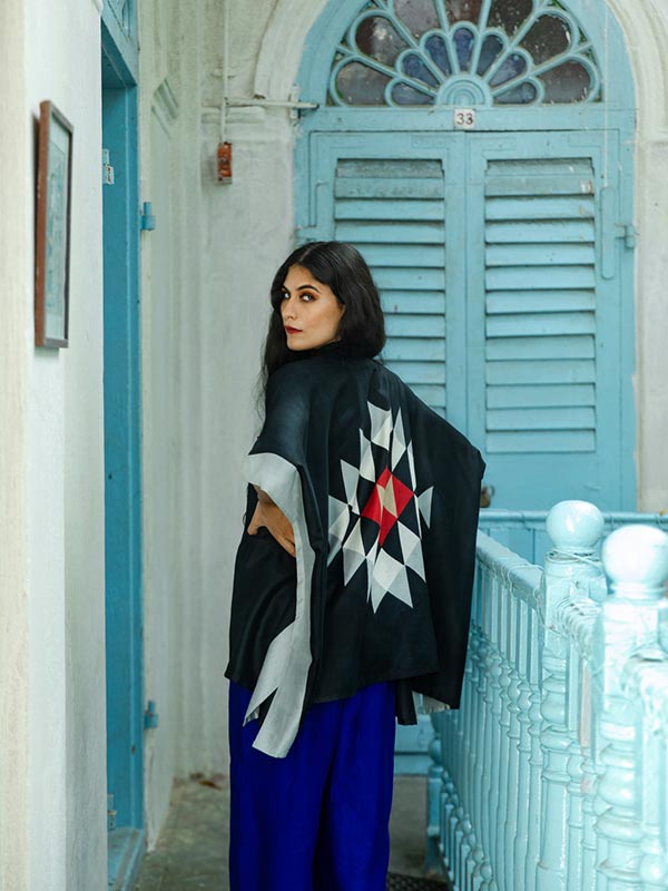 Tangram Silk Short Kimono