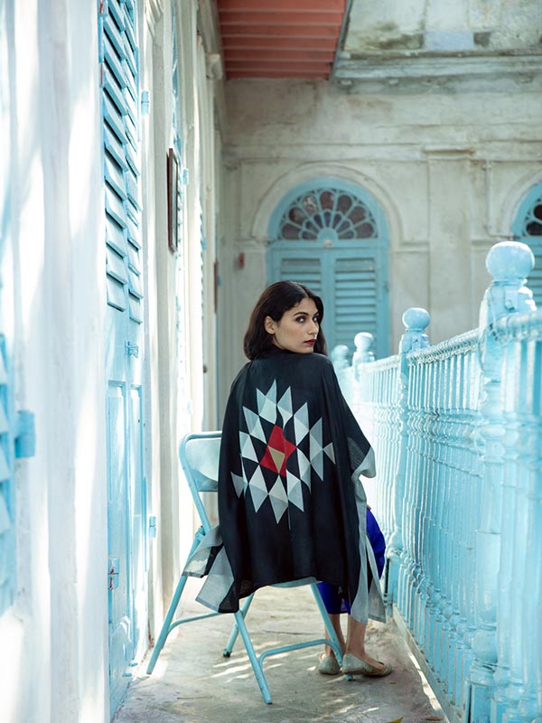 Tangram Silk Short Kimono
