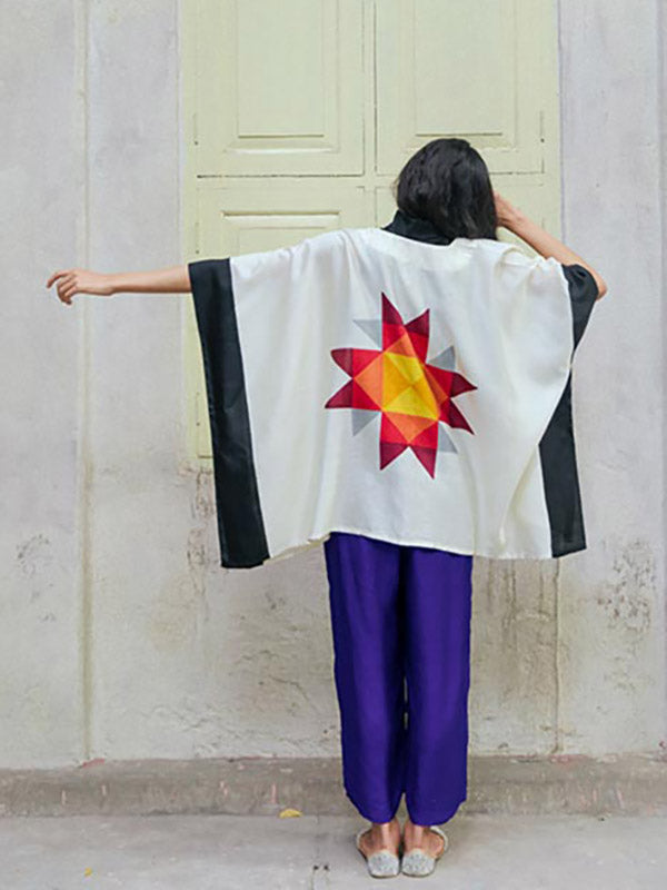 Tile Silk Short Kimono
