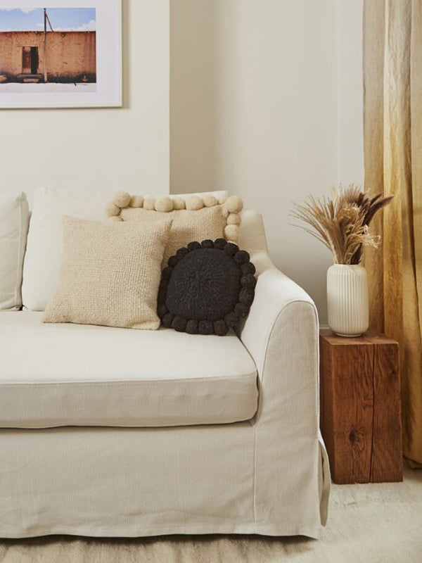 Valle Round Pom Pom Cushion, Small