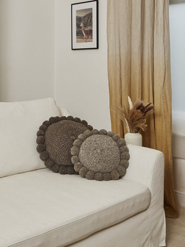 Valle Round Pom Pom Cushion, Medium