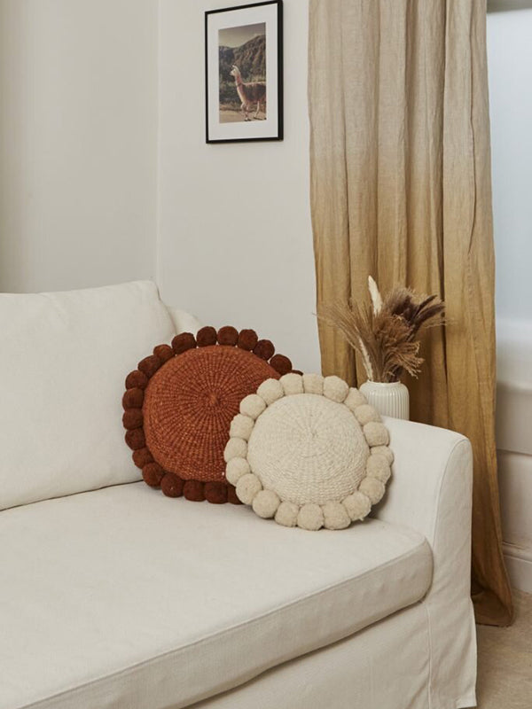 Valle Round Pom Pom Cushion, Medium