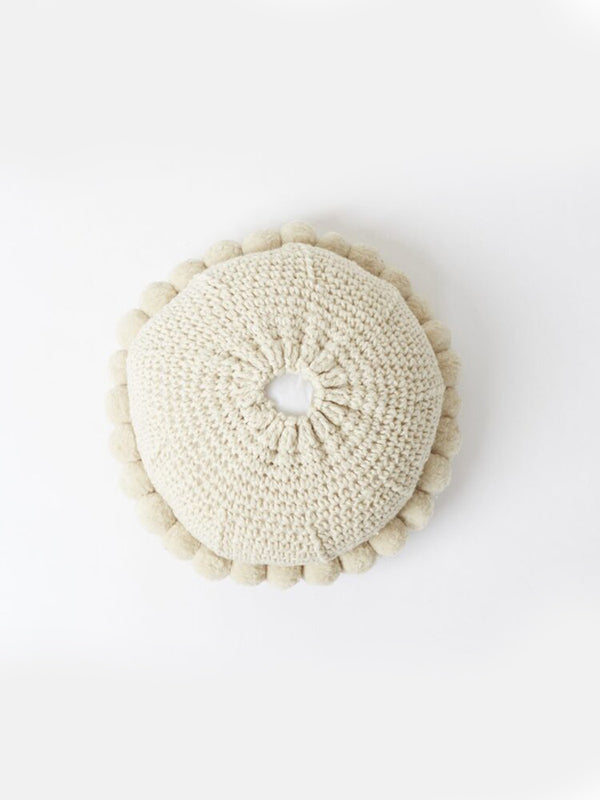 Valle Round Pom Pom Cushion, Medium
