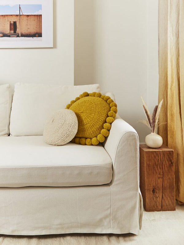 Valle Round Pom Pom Cushion, Large