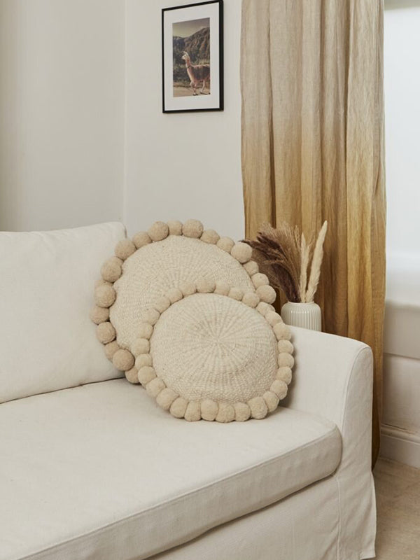 Valle Round Pom Pom Cushion, Large