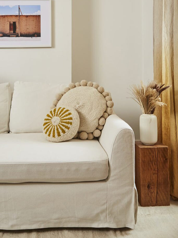 Valle Round Pom Pom Cushion, Large