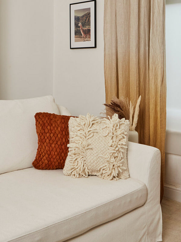 Puna Cushion With Fringes, Natural