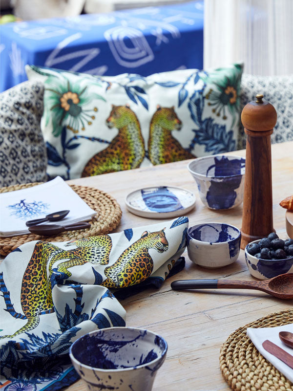 Love Leopard Tanzanite Blue Tea Towel