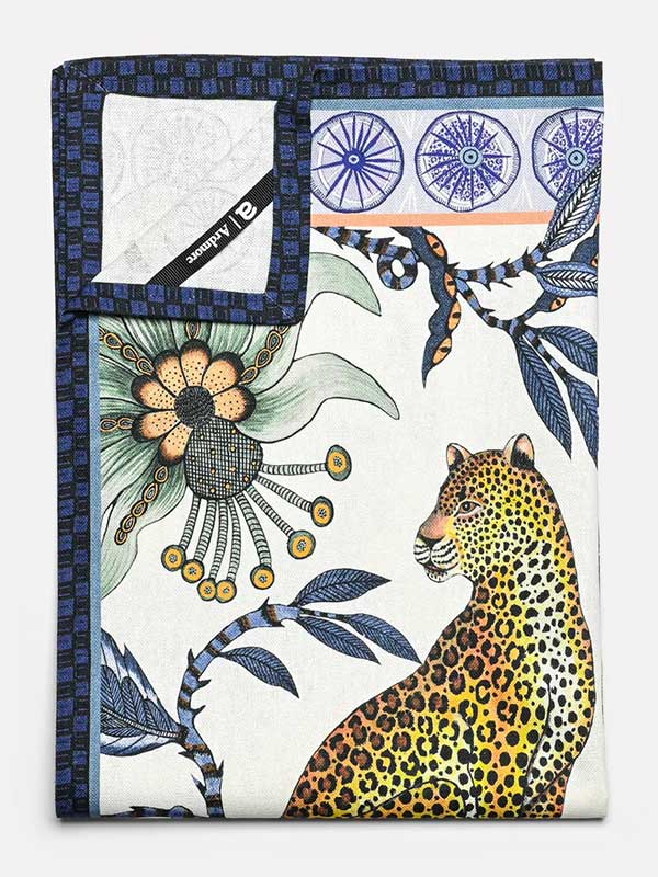 Love Leopard Tanzanite Blue Tea Towel