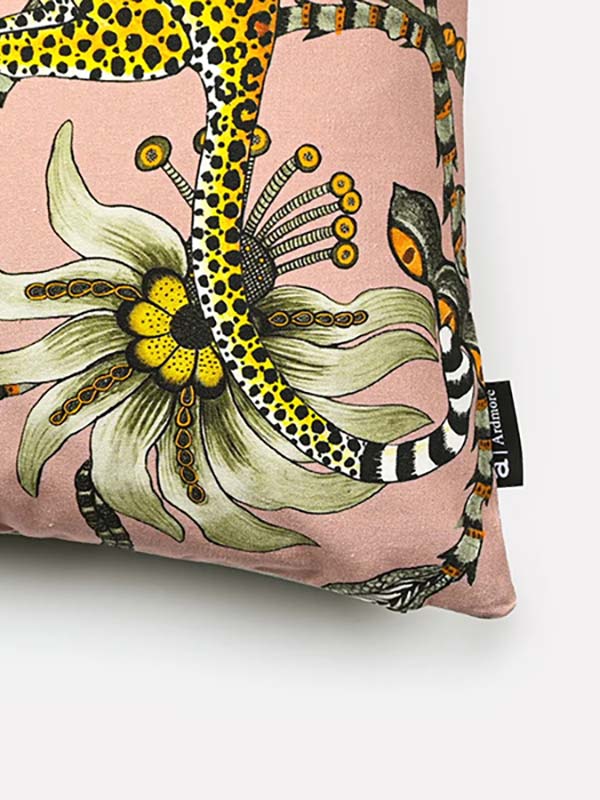 pink wildlife illustrated cushion