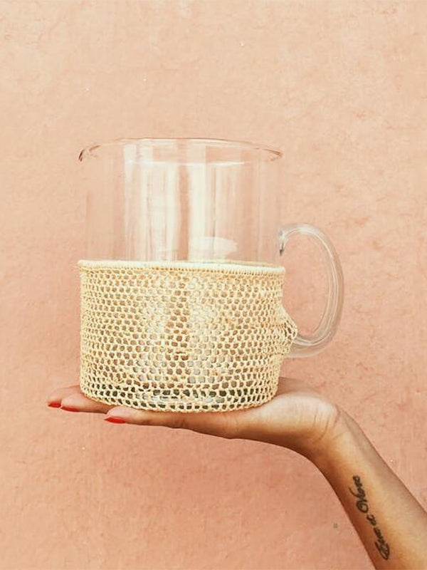 Braided Raffia Glass Jug – Chabi Chic