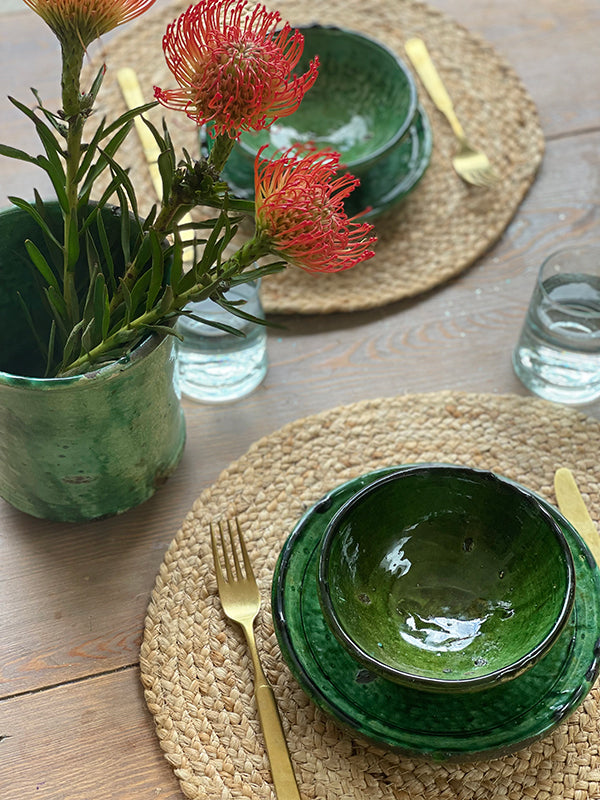 Tamegroute Green Ceramic Plate, Medium