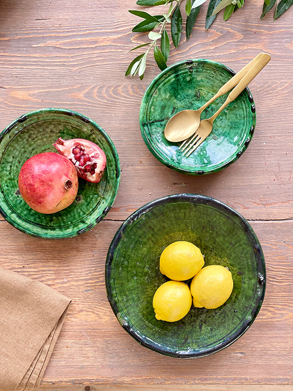 Tamegroute Green Ceramic Plate, Medium