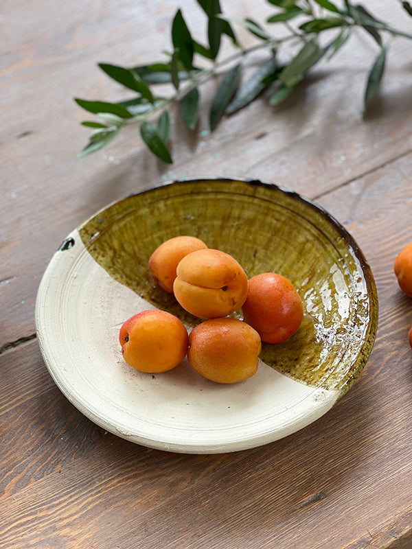 Tamegroute Ochre Half Glazed Plate, Large