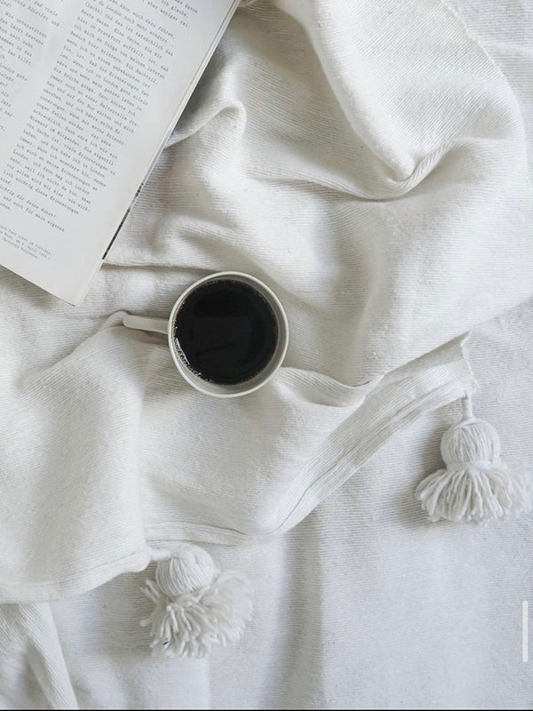 Pom Pom Cotton Blanket - Ivory