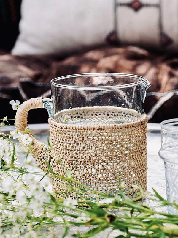 Braided Raffia Glass Jug – Chabi Chic