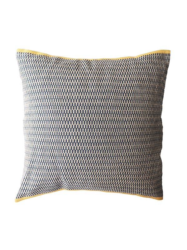 blue white and yellow square cushion