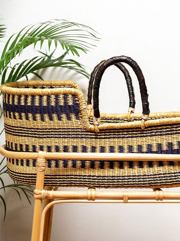 Navy & Natural Moses Baby Basket