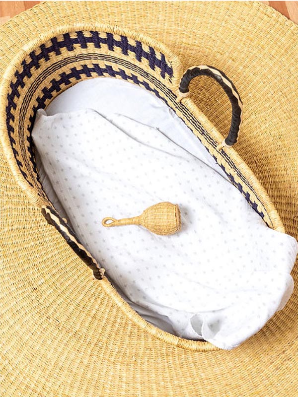 Navy & Natural Moses Baby Basket