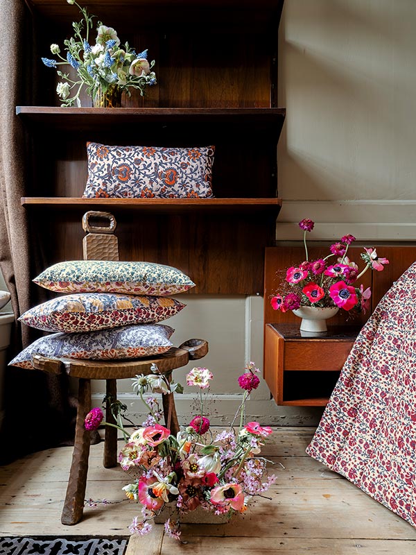 floral sustainable silk bolsters