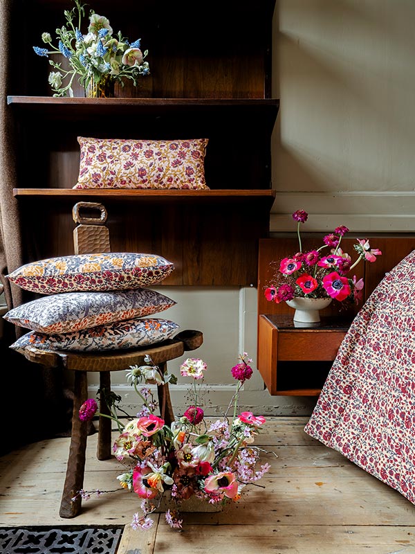 hand block printed bolster cushions