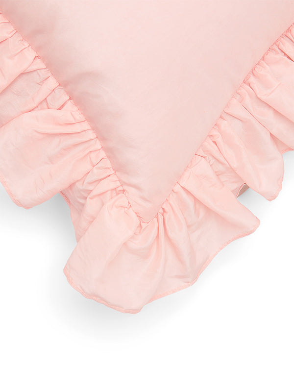 pink silk frilly cushion