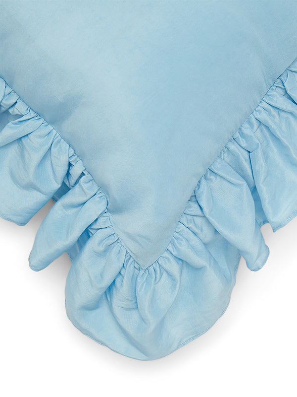 sky blue cushion with ruffle