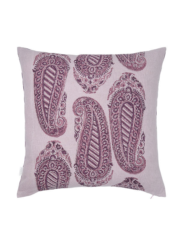 lilac organic linen printed cushion