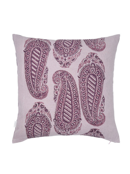 lilac organic linen printed cushion